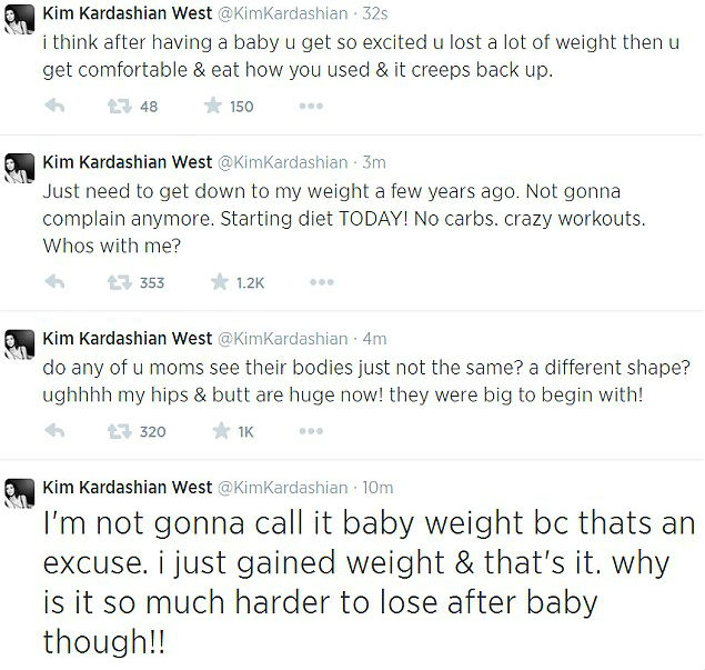 kim kardashian rant weight twitter
