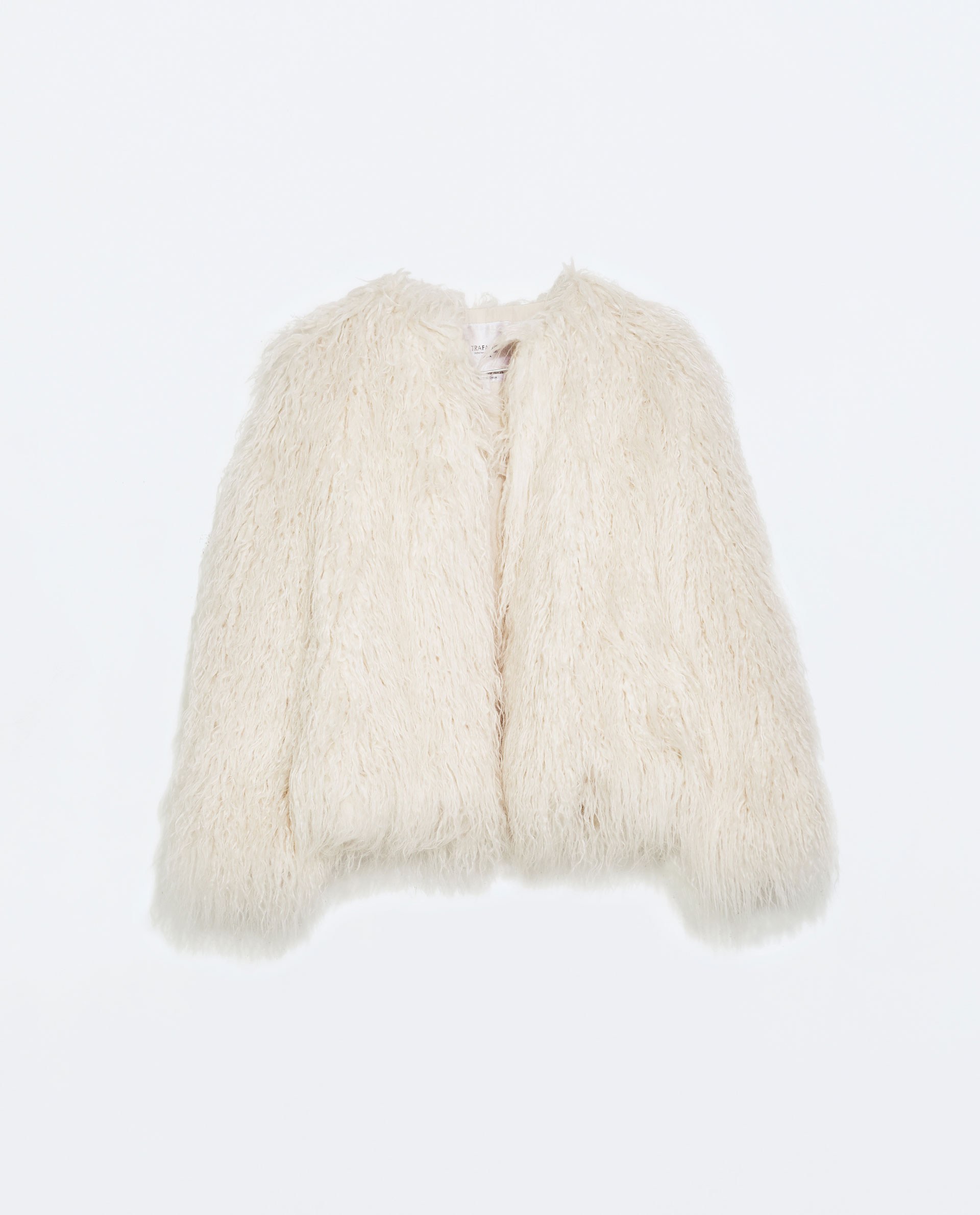 white faux fur jacket