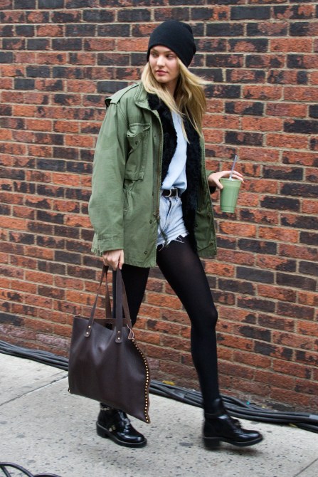 NEW YORK, NY - NOVEMBER 12: Model Candice Swanepoel seen arriving at rehearsals for the 2013 Victoria's Secret Fashion Show on November 12, 2013 in New York City. (Photo by Michael Stewart/WireImage)