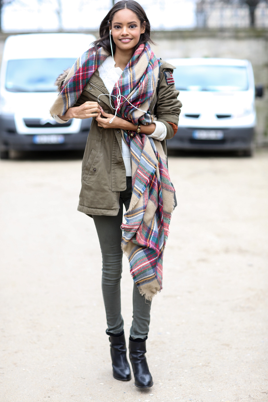 Models in casual outfits.