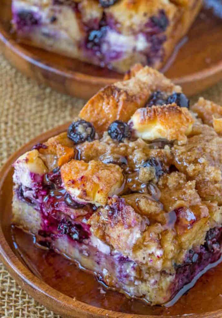 STYLECASTER | 17 Slow-Cooker Brunch Recipes Worth Staying In For | Blueberry Cream Cheese French Toast Bake