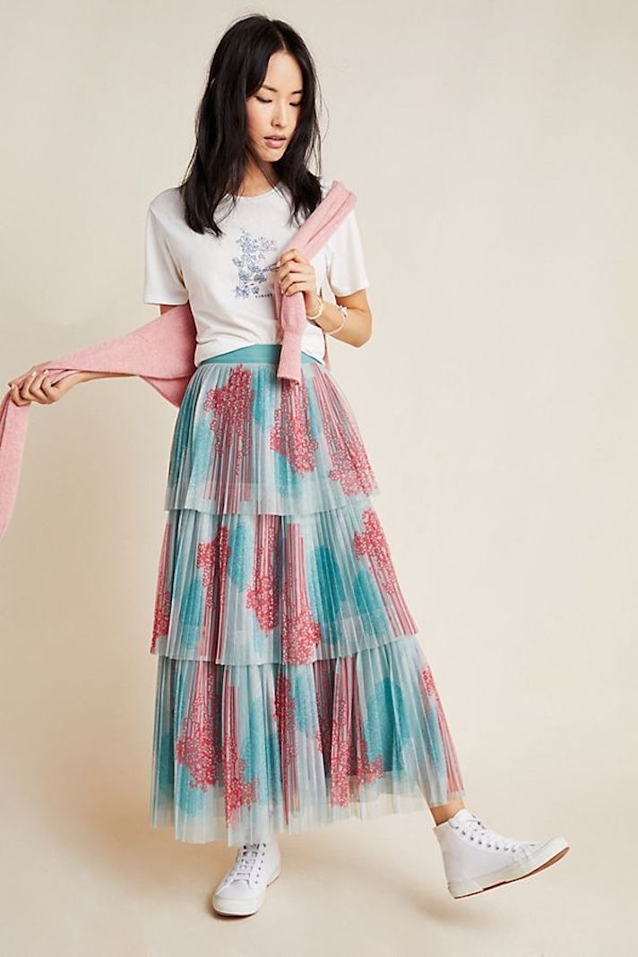 STYLECASTER | Long Pleated Skirts for Fall 2019