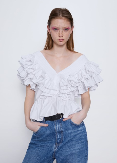 zara spring 2020 white poplin top