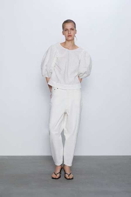 zara spring 2020 eyelet blouse