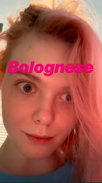 elle fanning pastel pink