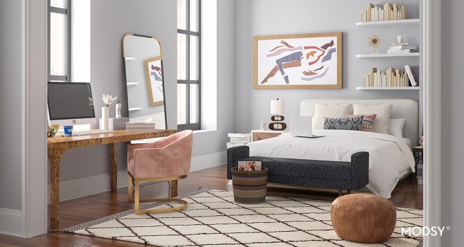 STYLECASTER | Home Interior Zoom Backgrounds | Sex and the City Carrie's bedroom