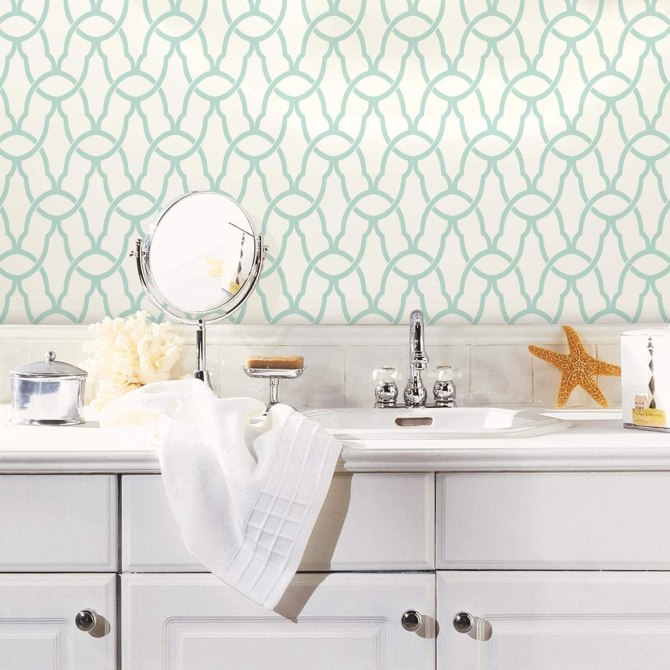 STYLECASTER | Peel and Stick Wallpapers | blue trellis wallpaper