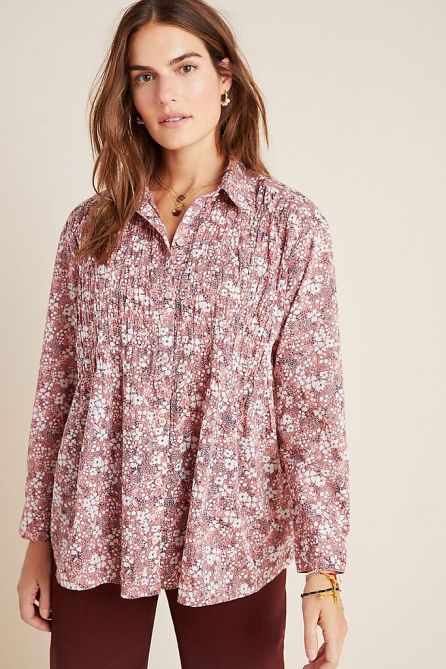 STYLECASTER | Anthropologie Sale April 2020 | smocked buttondown