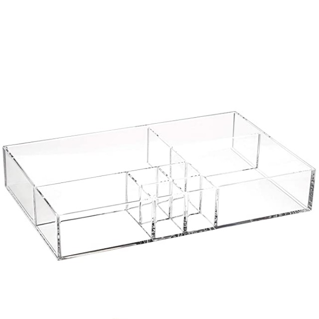 AmazonBasics Acrylic 8-Compartment Durable Makeup Organizer 