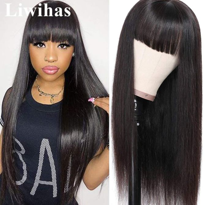 Liwihas Silky Brazilian Virgin Straight Human Hair Wig