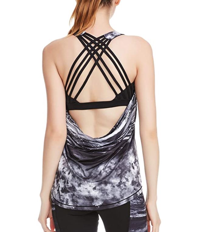 icyzone Yoga Tops Workouts Clothes Activewear Built in Bra Tank Tops for Wome