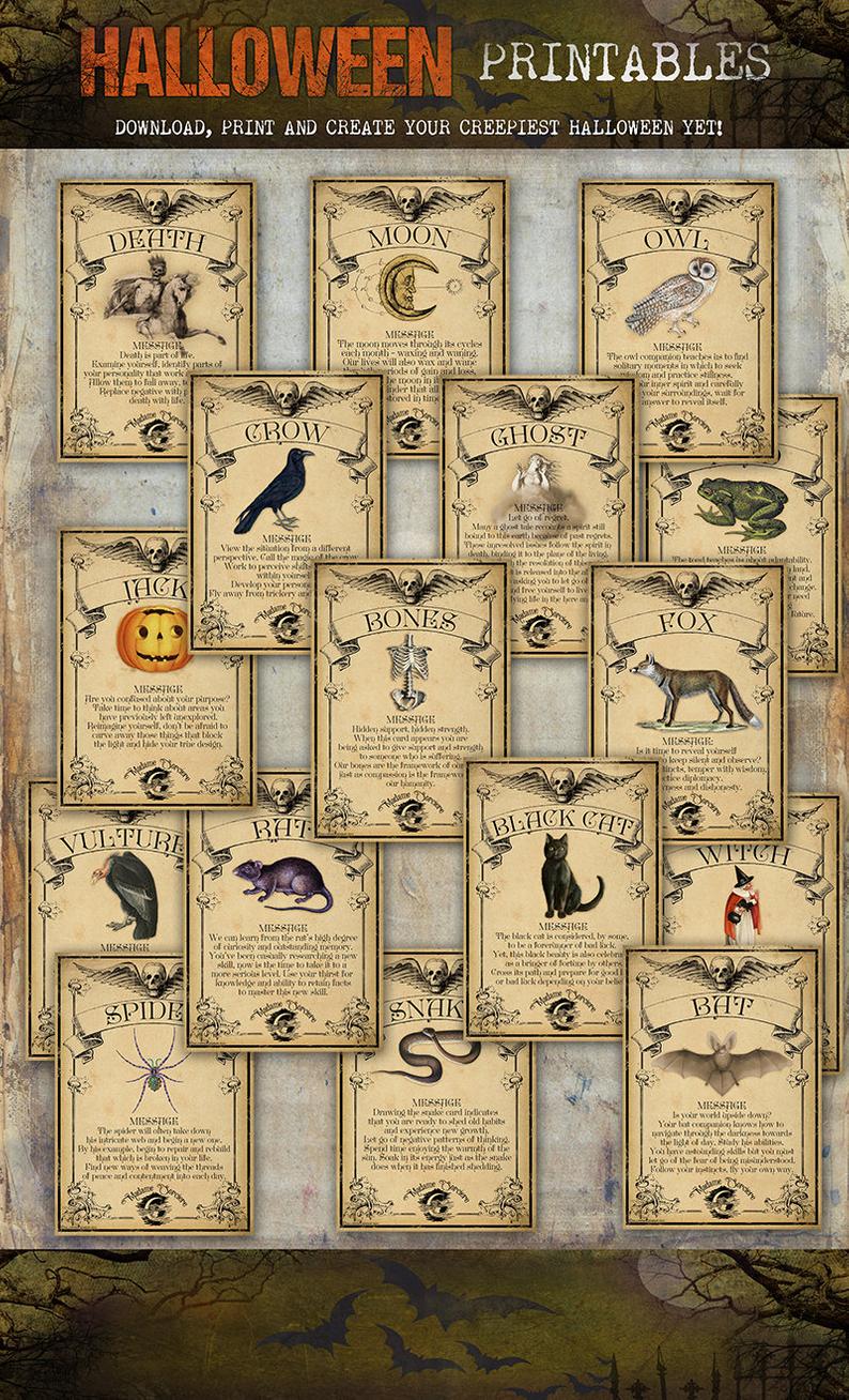 Halloween printables tarot cards