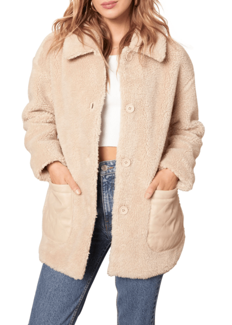 STYLECASTER | Selena Gomez Teddy Coat