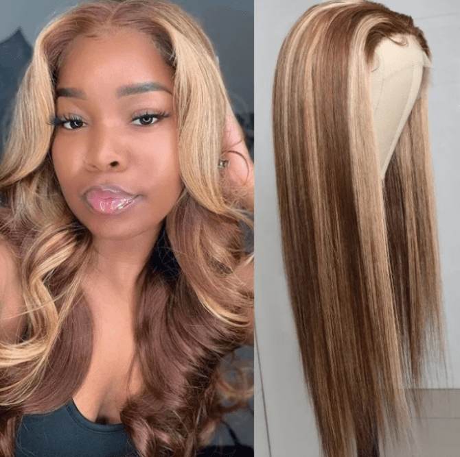 UNice Highlight Wig Honey blonde Piano Color Three Part Lace Part Wig Straight Human Hair Wigs 150% Density TL412 Bettyou Series