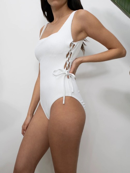 Sanctuary Square Neckline Side Lace One-Piece Swimsuit