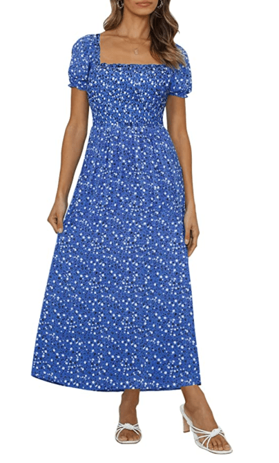 Zesica Boho Floral Maxi Dress in Cobalt