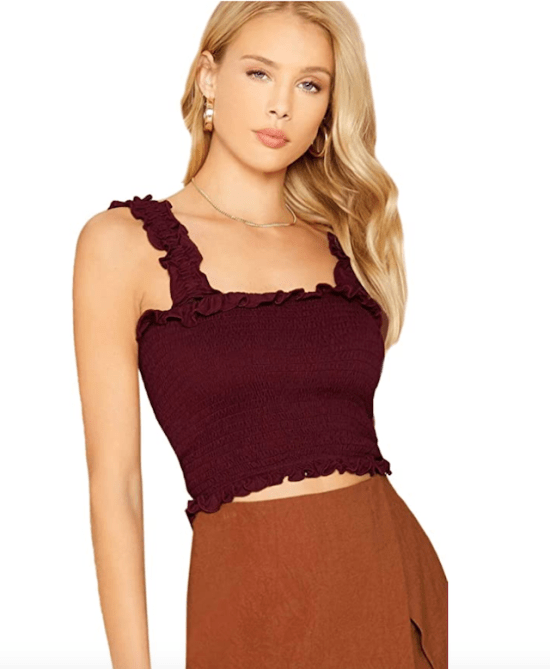 SheIn Women's Casual Frill Smocked Crop