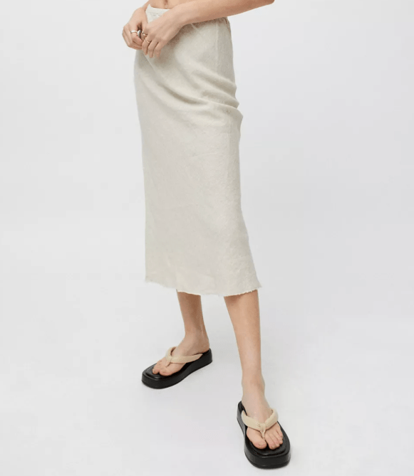 Little Lies Frayed Linen Midi Skirt