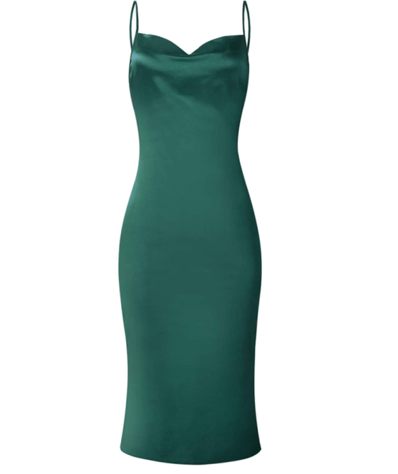 xxxiticat Women's Sleeveless Spaghetti Strap Satin Dress