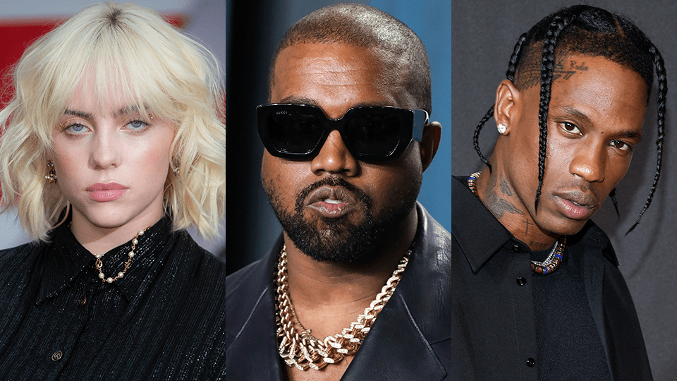 Billie Eilish, Travis Scott, Kanye West
