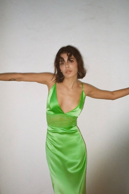 Zara Satin Effect Dress with Lace