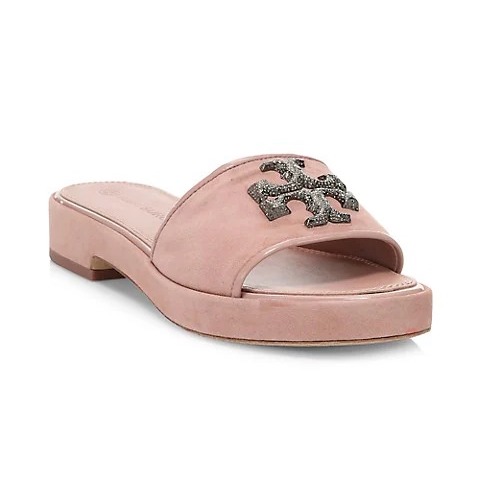 Tory Burch Eleanor Crystal-Embellished Suede Slides Saks Fifth Avenue