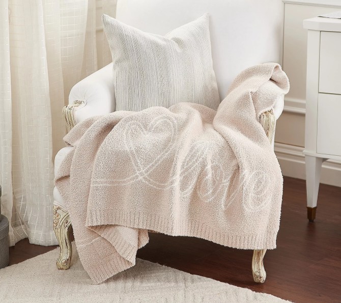 Barefoot Dreams CozyChic Heart Blanket QVC