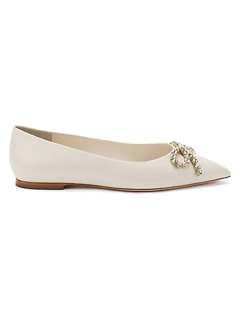 Larroudé Lee Crystal Bow Suede Flats Saks Fifth Avenue