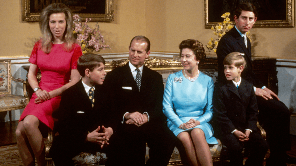 Queen Elizabeth, Prince Philip, King Charles III, Princess Anne, Prince Andrew, Prince Edward