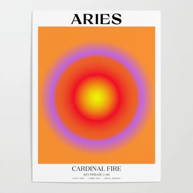 Tiger Spirit Aries Gradient Print Poster Society6