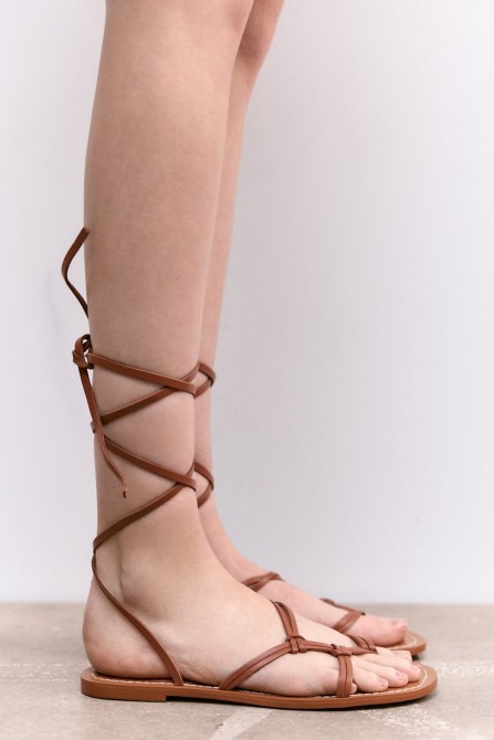 Zara Low-Heeled Strappy Leather Sandals