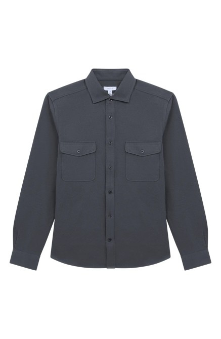 REISS Arlo Cotton Canvas Button-Up Overshirt