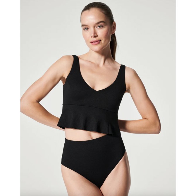 Spanx Pique Longline Flounce Swim Top