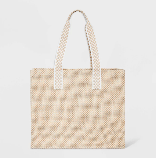 Straw Boxy Tote Handbag - Universal Thread™