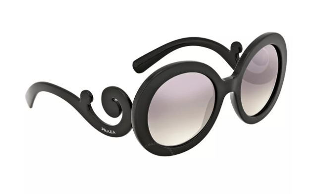 Prada PR27NS 1AB3M1 Womens Round Sunglasses Black 55mm