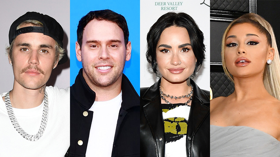 Justin Bieber, Scooter Braun, Demi Lovato, Ariana Grande