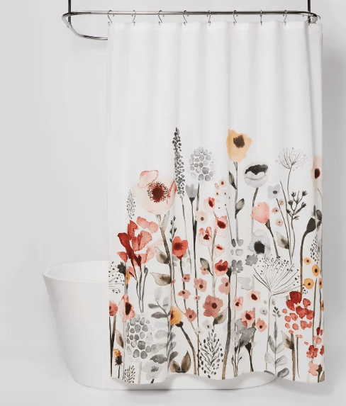 Floral Wave Shower Curtain White