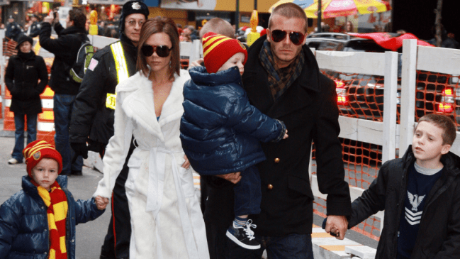 David Beckham, Victoria Beckham and sons Romeo, Cruz and Brooklyn