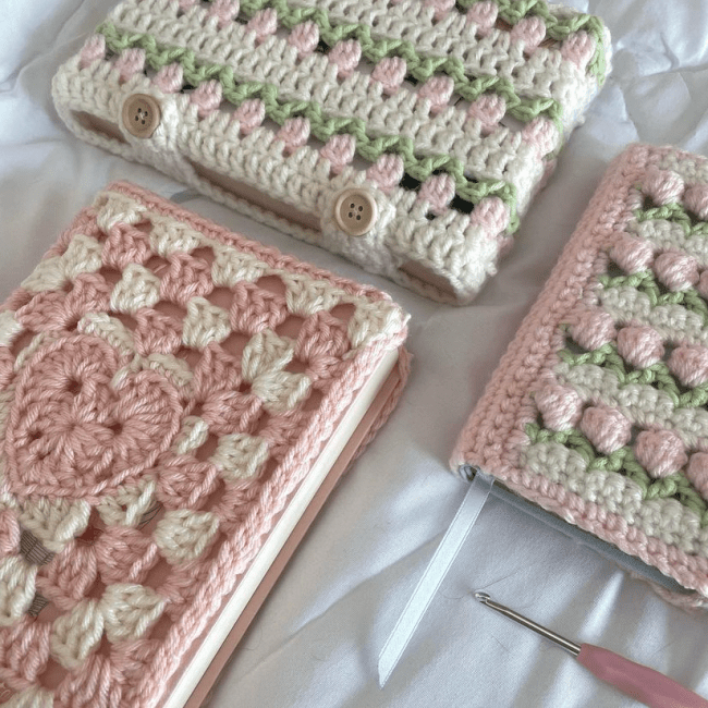 Crochet Granny Square Book Cover