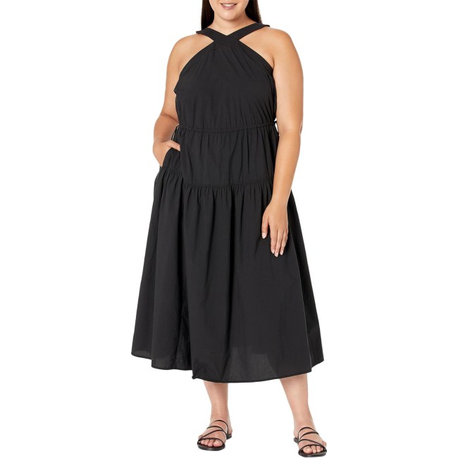 Madewell Plus Poplin Halter Tiered Midi Dress