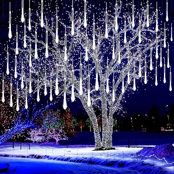 Kwaiffeo Christmas Lights Outdoor - Snow Falling Icicle Cascading Lights