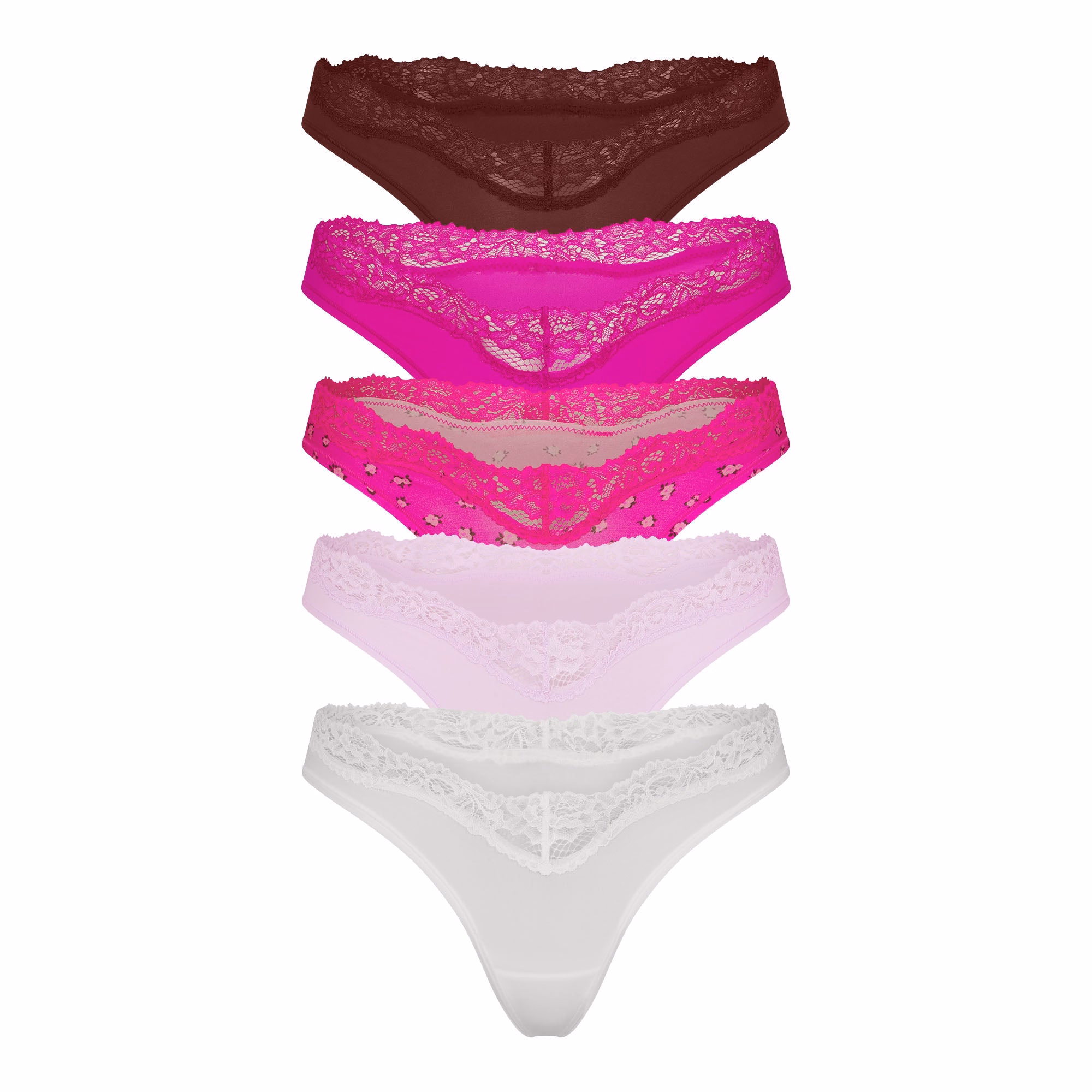 SKIMS Fits Everybody Lace Dipped Thong 5-Pack
