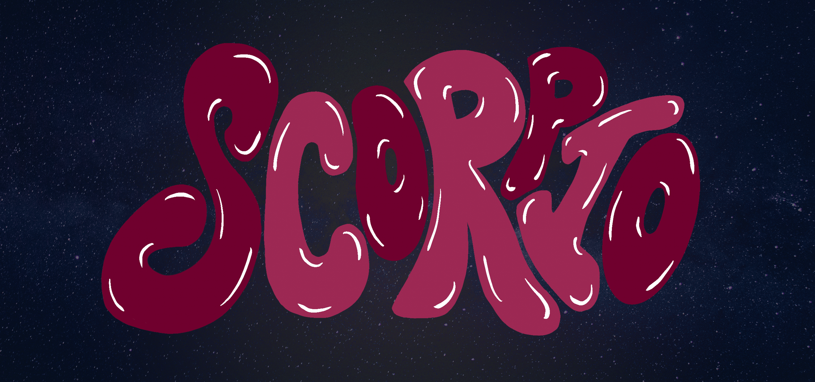 "Scorpio" laid over a starry sky