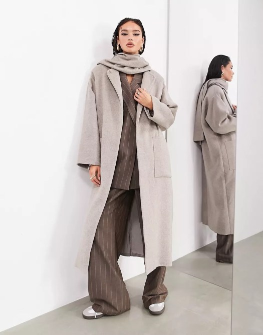 Scarf Coats 2024: ASOS EDITION Maxi Wool Mix Scarf Coat With Pockets