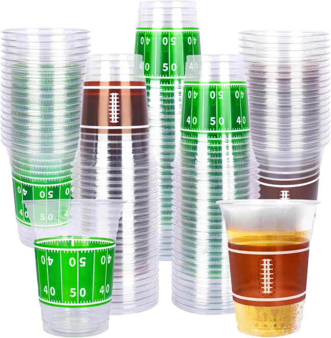 Gatherfun 100 Pcs 16oz Football Plastic Cups