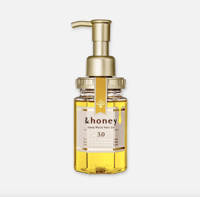 &Honey Deep Moist Hair Oil in a small honey themed bottle