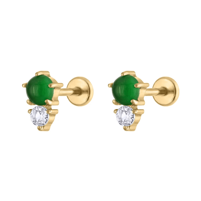 A pair of jade and white topaz earrings from Maison Miru