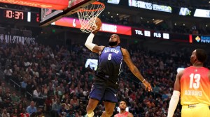 LeBron James dunks during the 2024 NBA All-Star Game in Indianapolis. The NBA legend plays again in 2025's All-Star Game, which you can watch live for free with our tips.