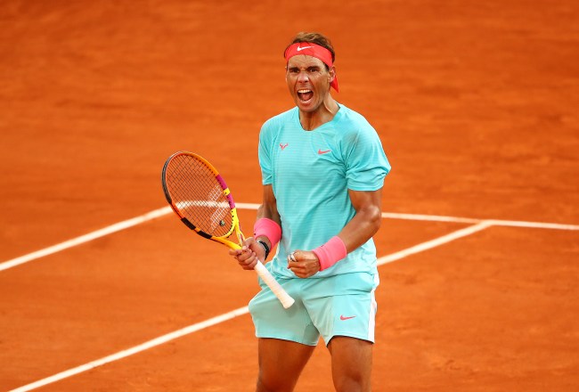 Rafael Nadal net worth. Rafael Nadal of Spain celebrates after winning a point during his Men's Singles semifinals match against Diego Schwartzman of Argentina on day thirteen of the 2020 French Open at Roland Garros on October 09, 2020 in Paris, France.