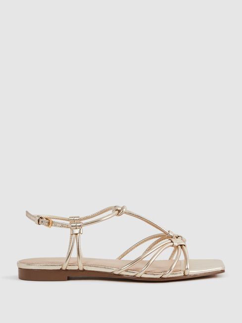 GOLD METALLIC KNOT DETAIL SANDALS